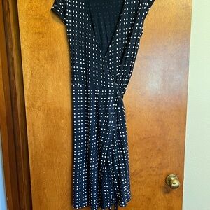 Old Navy Navy Polka Dot Wrap Midi Dress